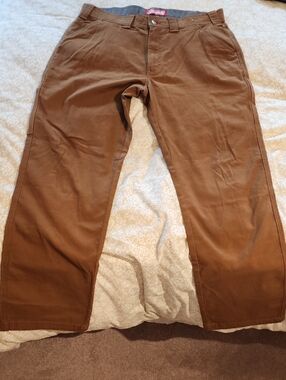 Men's Brown Straight-Leg Cargo Work Pants
